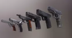 Pistol Set 2 Rigged PBR  Low-poly 3D model