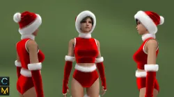 Red velvet Christmas dress 3D model