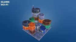 Sci-Fi Low Poly Skyscraper 02 - Residential - Mobile Asset Low-poly 3D model