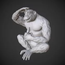Sculpture of the Monkey with Banana Looking Far Away 3D model