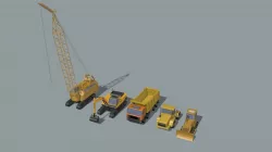 set of construction machines Low-poly 3D model