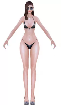 Sexy female character bikini handpainted lowpoly Low-poly 3D model