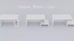 Simple White Line Desks Low-poly 3D model