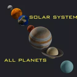 Solar System - All Planets - Milky Way Animated Low-poly 3D model