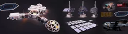 Space Craft Solar Panels Mars Colony Spaceship Collection Pack Low-poly 3D model