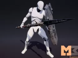 Spear And Shield Animations UE4 3D model