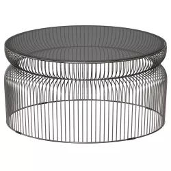 Spoke Smoke Glass Graphite Metal Coffee Table 3D model