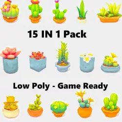 Succulents Pack Low-poly 3D model