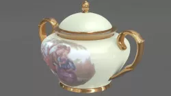 Sugar Bowl Porcelain Retro 3D Model 3D model