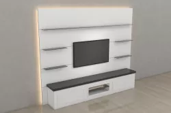 Tv Unit With Black Glasses 3D model
