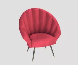 Velvet Red Scalloped Armchair 3D model