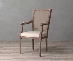 Vintage French Square Cane Armchair - Classic Chair 3D model