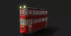 Vintage Style Double Decker Tram Low-poly 3D model