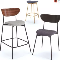 West Elm Modern Petal Bar Counter Stool 3D model