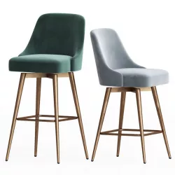 Westelm Mid Century Velvet Swivel Counter and Bar Stool  3D model