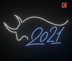 White bull symbol of the year 2021 3D model
