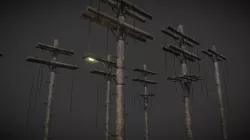 Wooden Electric Poles Pack - 8 Variations Low-poly 3D model