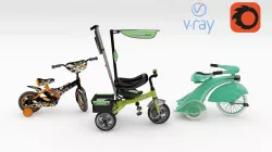 3 Childrens Bicycle and Tricycle 3D model