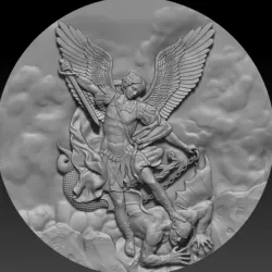 3d STL model for CNC Archangel Michael and the devil in the oval 3D model
