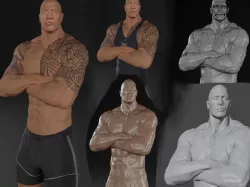 a statue that looks like Dwayne Johnson the Rock 3D model