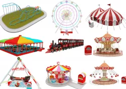 Amusement Park Equipment 9 Pieces 3D model