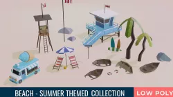 Beach and Summer themed LOW POLY Collection Low-poly 3D model