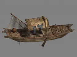 Beach-coast-fishing boat 01 3D model