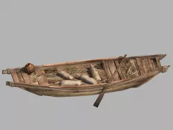 Beach-coast-fishing boat 04 3D model