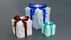 Blue  red and aquamarine Christmas  presents-gift boxes 3D model