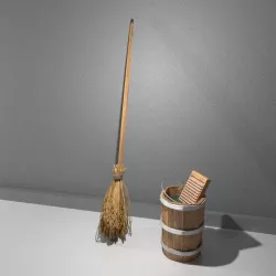 Broom and a barrel 3D model