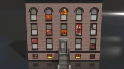 Building 1 - Brick Building with Blocks 3D model