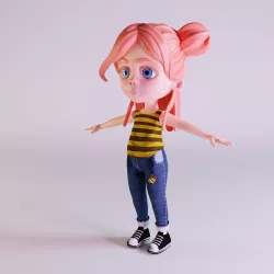 Cartoon Bee girl 3d model low poly Low-poly 3D model