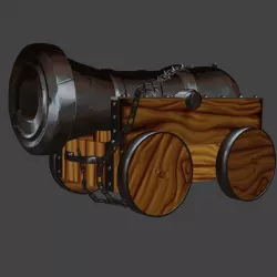 Cartoon Style Old Vessel Cannon 3D model
