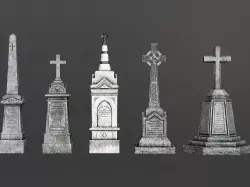 Cemetery Monuments Low-poly 3D model
