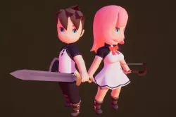 Chibi Heroes Pack and Basemesh Low-poly 3D model