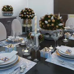 Christmas decor and table setting 3D model