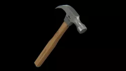 Claw Hammer OX hickory iron brushed Low-poly 3D model