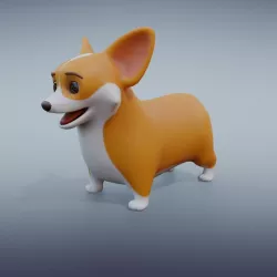 Corgi cartoonish Low-poly 3D model