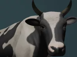 Cow 3D model with Fur Texture 3D model