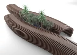 Elegant Outdoor Parametric wooden bench 3D model