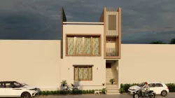 Exterior scene small budget house Low-poly 3D model