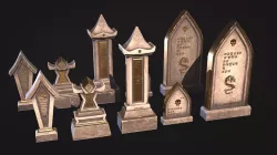 Fantasy Gravestones Low-poly Game-ready Low-poly 3D model