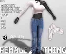Female Clothing Low-poly 3D model