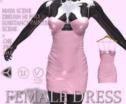Female Dress Low-poly 3D model