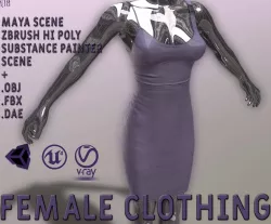 Female Dress Low-poly 3D model