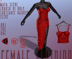 Female Red Dress Low-poly 3D model