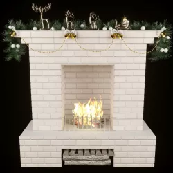 Fireplace with christmas decoration 3D model
