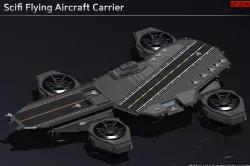 Flying Aircraft Carrier Low-poly 3D model