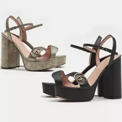 Gucci Leather High Heel Platform Sandals With Double G 3D model