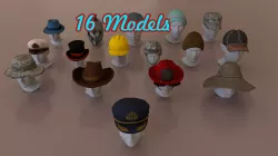 Hats and Helmet cap lowpoly pack Low-poly 3D model
